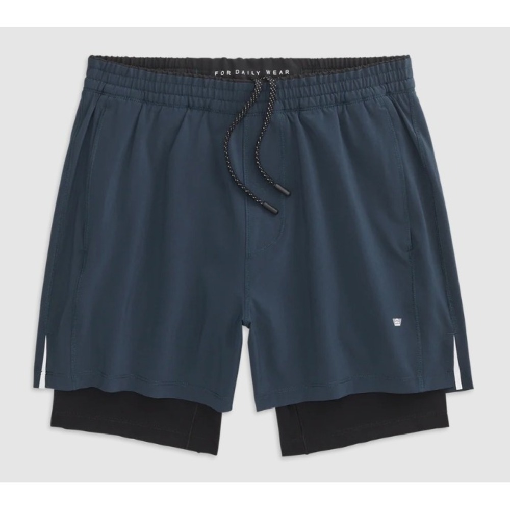 Mack Weldon Mens Active Stratus Compression Lined Shorts Blue Sz Large $98